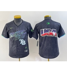 Youth Tampa Bay Rays Team Big Logo Charcoal 2024 City Connect Limited Stitched Baseball JerseyS 3