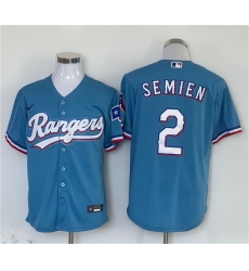Men Texas Rangers 2 Marcus Semien Blue With Patch Cool Base Stitched MLB Jersey