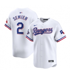 Men Texas Rangers 2 Marcus Semien White 2023 World Series Champions Stitched Baseball Jersey