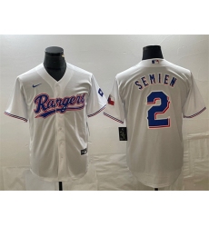 Men Texas Rangers 2 Marcus Semien White With Patch Cool Base Stitched Baseball Jersey