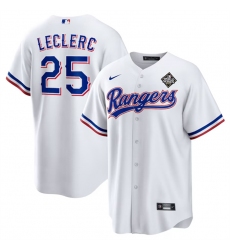 Men Texas Rangers 25 Jos E9 Leclerc White 2023 World Series Stitched Baseball Jersey