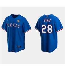Men Texas Rangers 28 Jonah Heim Royal 2023 World Series Stitched Baseball Jersey