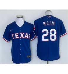 Men Texas Rangers 28 Jonah Heim Royal With Patch Cool Base Stitched MLB Jersey