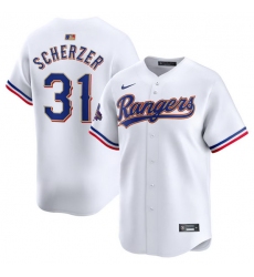 Men Texas Rangers 31 Max Scherzer White 2024 Gold Collection Cool Base Stitched Baseball Jersey