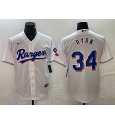 Men Texas Rangers 34 Nolan Ryan White Cool Base Stitched Baseball Jersey