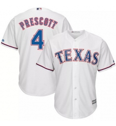 Men Texas Rangers 4 Dak Prescott White Cool Base Stitched Baseball Jerse