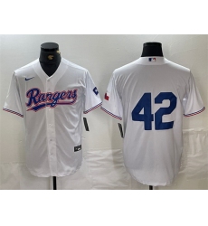 Men Texas Rangers 42 Jackie Robinson White Cool Base Stitched Baseball Jersey