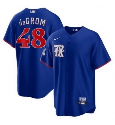 Men Texas Rangers 48 Jacob DeGrom Royal 2023 City Connect Stitched Baseball Jersey
