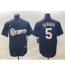 Men Texas Rangers 5 Corey Seager Black Cool Base Stitched Baseball Jersey