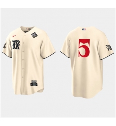 Men Texas Rangers 5 Corey Seager Cream 2023 World Series City Connect Stitched Baseball Jersey