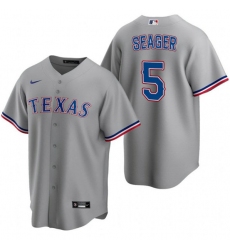 Men Texas Rangers 5 Corey Seager Grey Cool Base Stitched Baseball Jersey