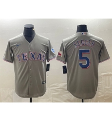 Men Texas Rangers 5 Corey Seager Grey With Patch Cool Base Stitched Baseball Jersey
