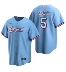Men Texas Rangers 5 Corey Seager Light Blue Cool Base Stitched Baseball Jersey
