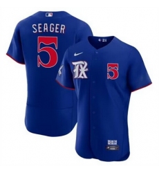 Men Texas Rangers 5 Corey Seager Royal 2023 City Connect Flex Base Stitched Baseball Jersey
