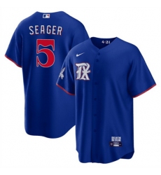 Men Texas Rangers 5 Corey Seager Royal 2023 City Connect Stitched Baseball Jersey