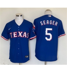 Men Texas Rangers 5 Corey Seager Royal With Patch Cool Base Stitched MLB Jersey