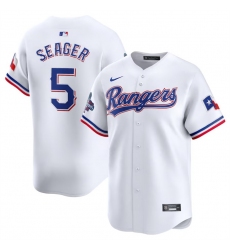 Men Texas Rangers 5 Corey Seager White 2023 World Series Champions Stitched Baseball Jersey