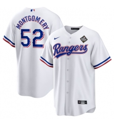 Men Texas Rangers 52 Jordan Montgomery White 2023 World Series Stitched Baseball Jersey