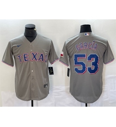 Men Texas Rangers 53 Adolis Garc EDa Grey With Patch Cool Base Stitched Baseball Jersey