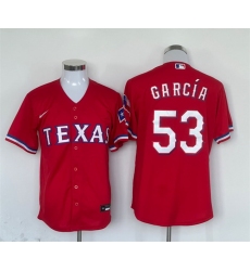 Men Texas Rangers 53 Adolis Garc EDa Red With Patch Cool Base Stitched Baseball Jersey