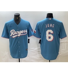 Men Texas Rangers 6 Josh Jung Blue Cool Base Stitched Baseball Jersey