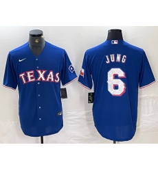 Men Texas Rangers 6 Josh Jung Blue Stitched MLB Cool Base Nike Jersey