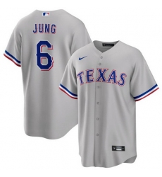 Men Texas Rangers 6 Josh Jung Grey Cool Base Stitched Baseball Jersey
