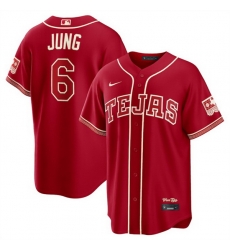 Men Texas Rangers 6 Josh Jung Red 2026 City Connect Stadium Stitched Baseball Jersey Men Texas Rangers 6 Josh Jung Red 2026 City Connect Stadium Stitched Baseball Jersey