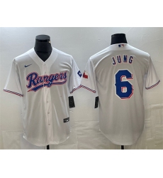 Men Texas Rangers 6 Josh Jung White With Patch Cool Base Stitched Baseball Jersey