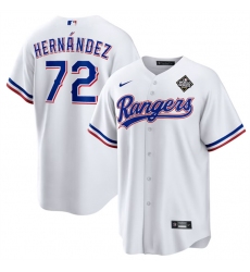 Men Texas Rangers 72 Jonathan Hern E1ndez White 2023 World Series Stitched Baseball Jersey
