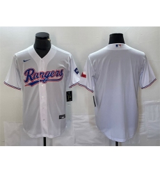 Men Texas Rangers Blank White With Patch Cool Base Stitched Baseball Jersey