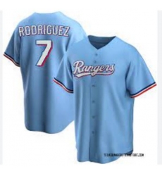 Men Texas Rangers Ivan Rodriguez #7 Light Blue Cool Base Stitched Baseball jersey