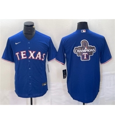 Men Texas Rangers Royal 2023 World Series Champions Big Logo Cool Base Stitched Baseball JerseySS