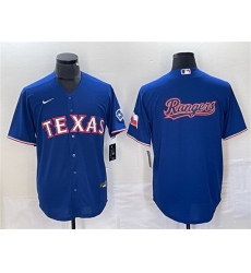 Men Texas Rangers Royal Team Big Logo With Patch Cool Base Stitched Baseball Jersey