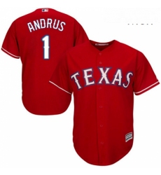 Mens Majestic Texas Rangers 1 Elvis Andrus Replica Red Alternate Cool Base MLB Jersey