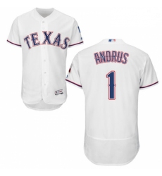 Mens Majestic Texas Rangers 1 Elvis Andrus White Home Flex Base Authentic Collection MLB Jersey