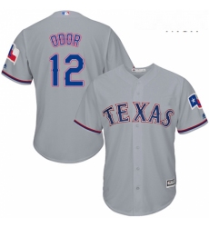 Mens Majestic Texas Rangers 12 Rougned Odor Replica Grey Road Cool Base MLB Jersey