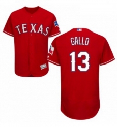 Mens Majestic Texas Rangers 13 Joey Gallo Red Alternate Flex Base Authentic Collection MLB Jersey