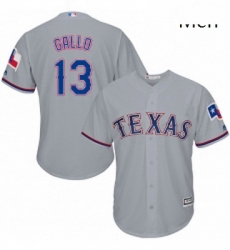 Mens Majestic Texas Rangers 13 Joey Gallo Replica Grey Road Cool Base MLB Jersey