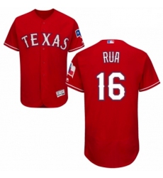 Mens Majestic Texas Rangers 16 Ryan Rua Red Alternate Flex Base Authentic Collection MLB Jersey