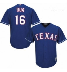 Mens Majestic Texas Rangers 16 Ryan Rua Replica Royal Blue Alternate 2 Cool Base MLB Jersey 