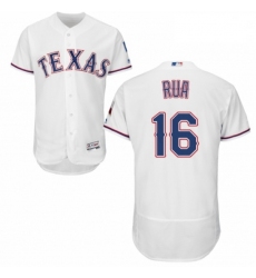 Mens Majestic Texas Rangers 16 Ryan Rua White Home Flex Base Authentic Collection MLB Jersey