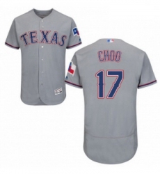 Mens Majestic Texas Rangers 17 Shin Soo Choo Grey Road Flex Base Authentic Collection MLB Jersey
