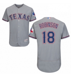 Mens Majestic Texas Rangers 18 Drew Robinson Grey Road Flex Base Authentic Collection MLB Jersey