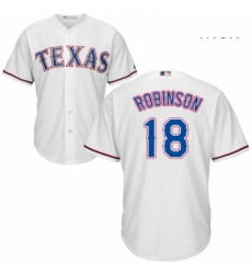 Mens Majestic Texas Rangers 18 Drew Robinson Replica White Home Cool Base MLB Jersey 