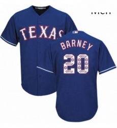 Mens Majestic Texas Rangers 20 Darwin Barney Authentic Royal Blue Team Logo Fashion Cool Base MLB Jersey 