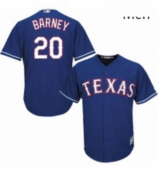 Mens Majestic Texas Rangers 20 Darwin Barney Replica Royal Blue Alternate 2 Cool Base MLB Jersey 