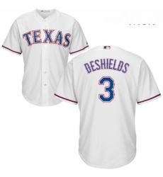 Mens Majestic Texas Rangers 3 Delino DeShields Replica White Home Cool Base MLB Jersey