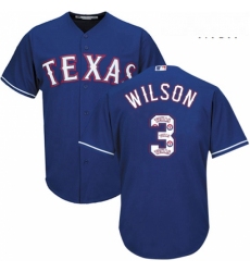 Mens Majestic Texas Rangers 3 Russell Wilson Authentic Royal Blue Team Logo Fashion Cool Base MLB Jersey
