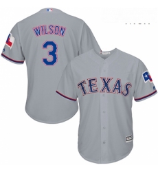 Mens Majestic Texas Rangers 3 Russell Wilson Replica Grey Road Cool Base MLB Jersey